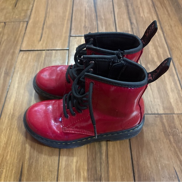 Dr Doc Martens 1460 J Lace Up Side Zip AW004 Red Leather Boots Kids Size 13 - Picture 6 of 12